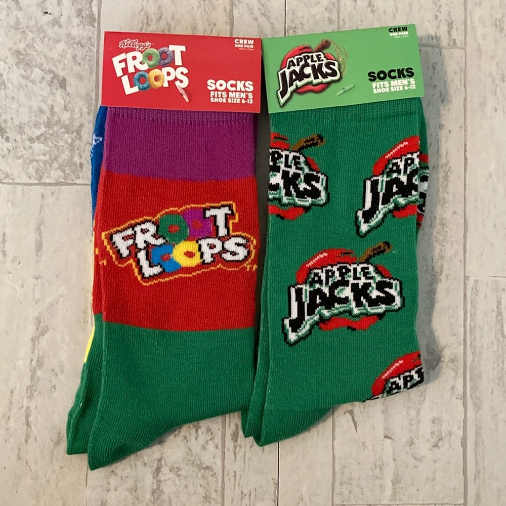 Men’s 2 Pack Kellogg’s Breakfast Cereals Theme Crew Socks Set